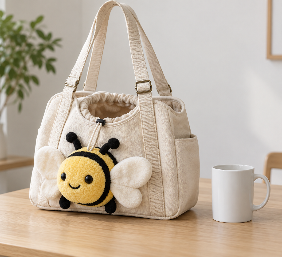 Hands-Free Bee Canvas Pet Carrier Tote