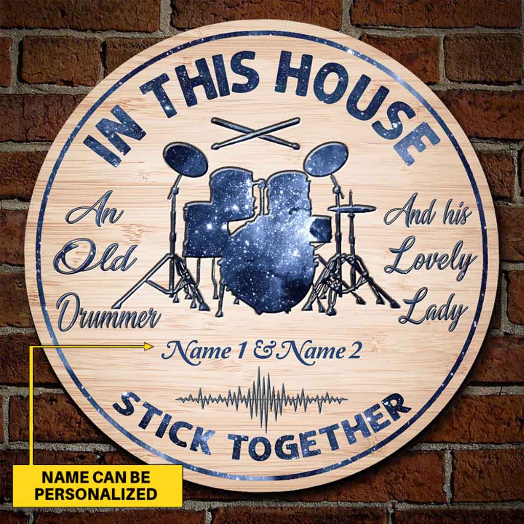 Custom name Old Drummer Decor Wood Sign