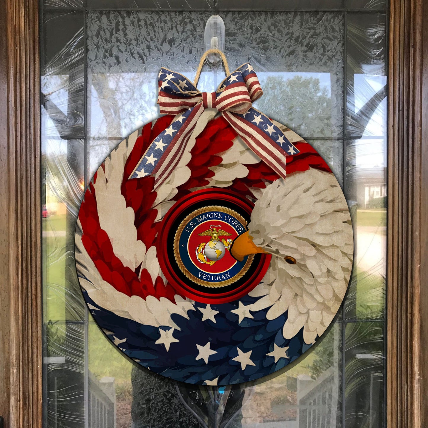 US Marine Corps Veteran Wood Sign Proud Military