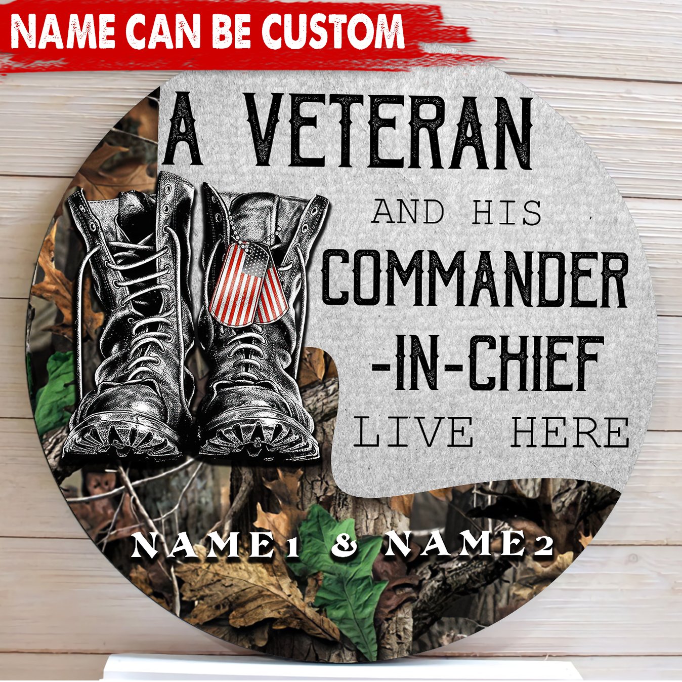Custom name US Veteran Wood Sign Proud Military
