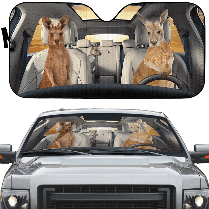 Kangaroo Family Funny Car Auto Sunshade
