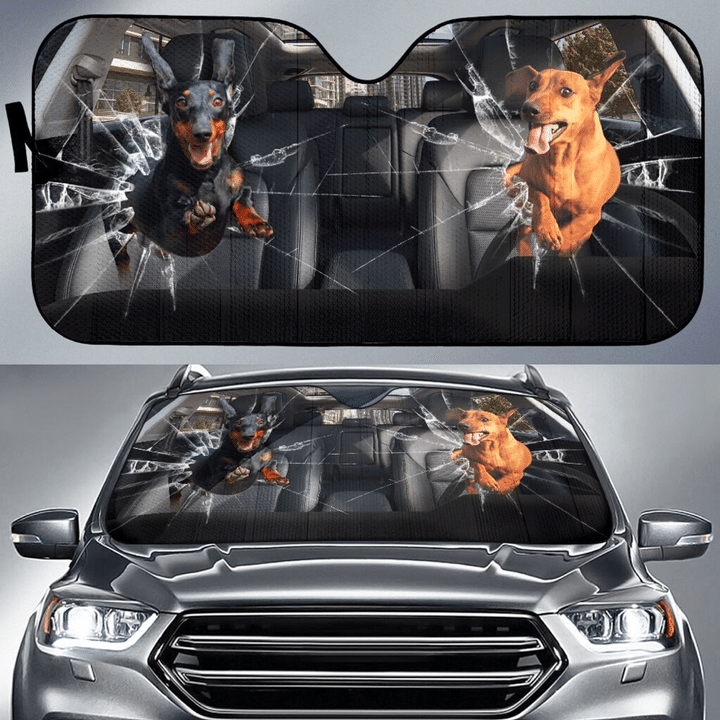 Dachshund Jumping Funny Car Auto Sunshade