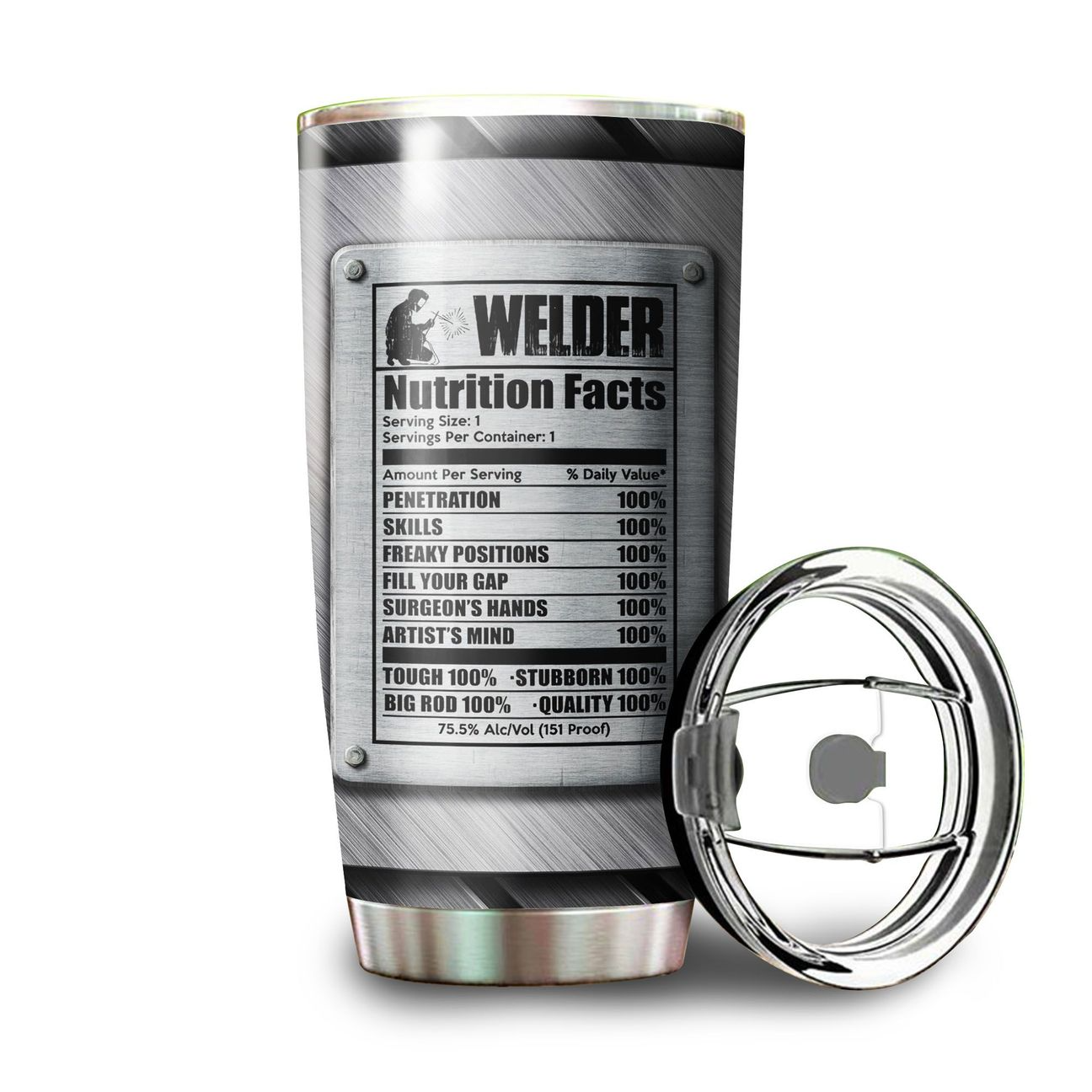 Premium Personalized 3D Printed Skull Welder Stainless Tumbler MEI
