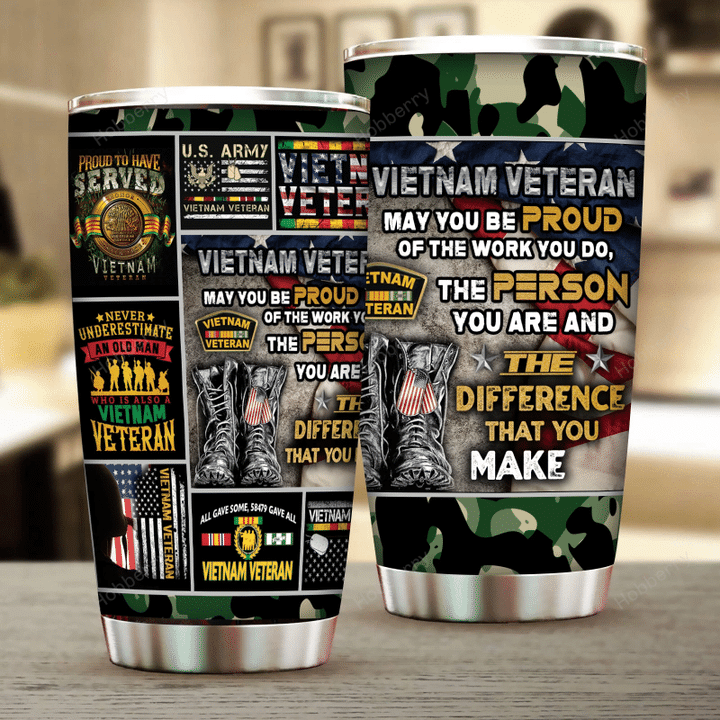 United States VIETNAM Veteran Steel Tumbler
