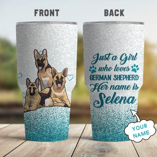Custom Name – Girl Who Loves German Shepherd 3D Tumbler Cup