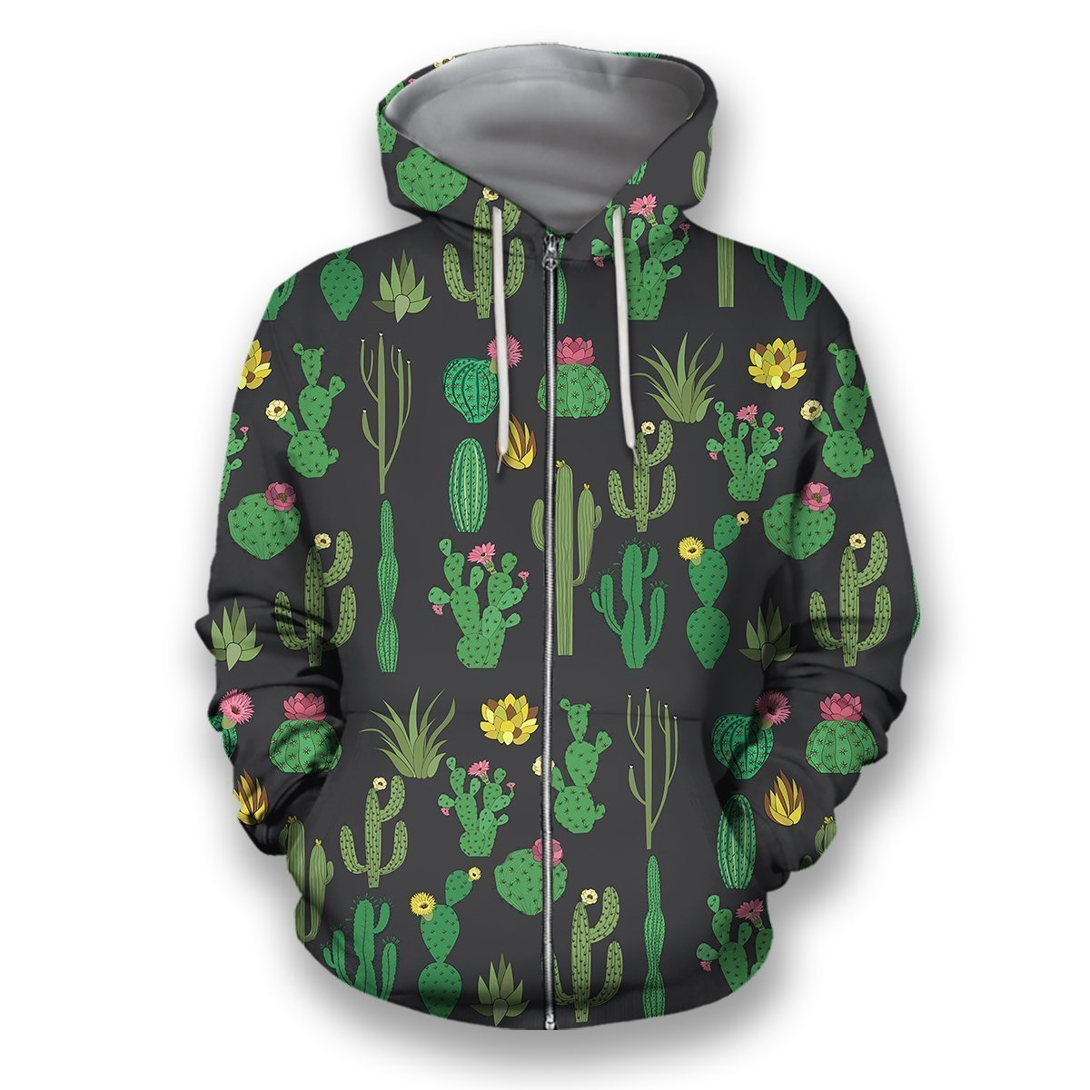 All Over Printed Cactus Shirts-Apparel-HbArts-Zip-Hoodie-S-Vibe Cosy™