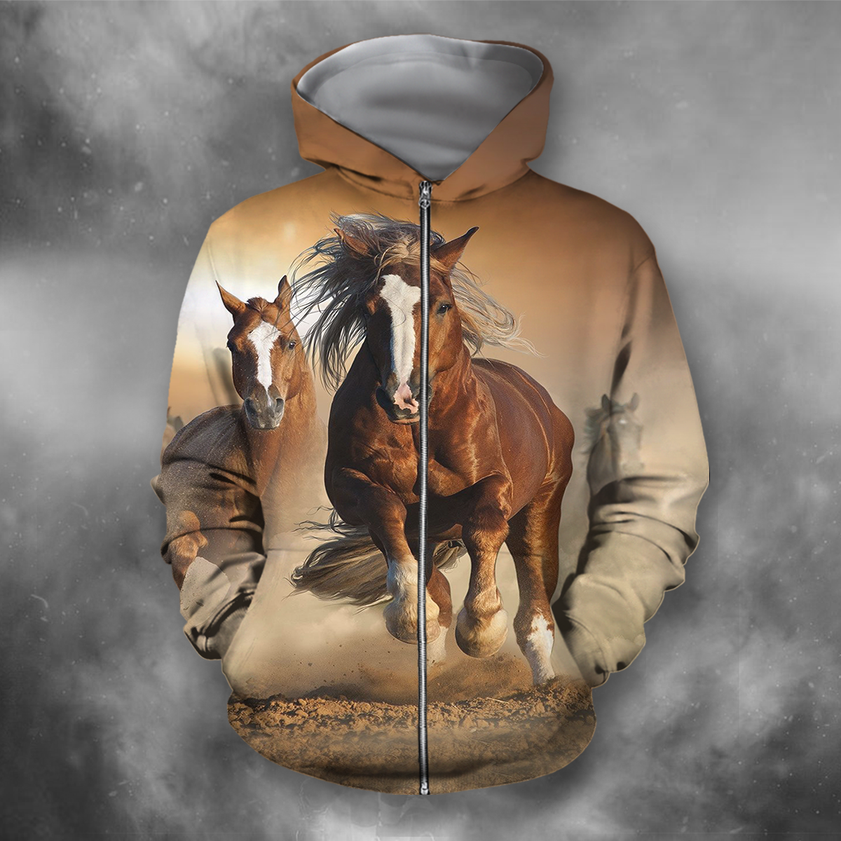 3D All Over Print Horses Running Together-Apparel-Phaethon-Zip-S-Vibe Cosy™