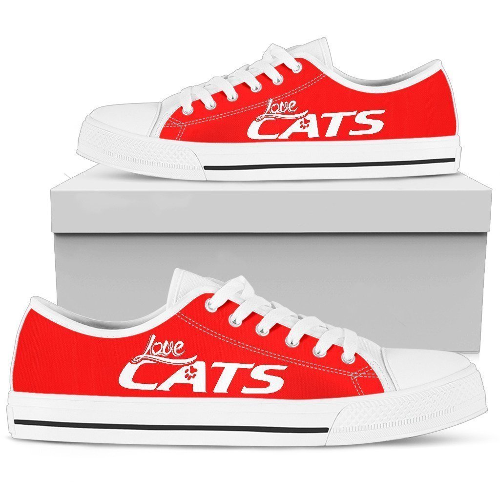 Love Cats Red Women's Low Top Shoe-6teenth World™-Women's Low Top Shoe-US5.5 (EU36)-Vibe Cosy™