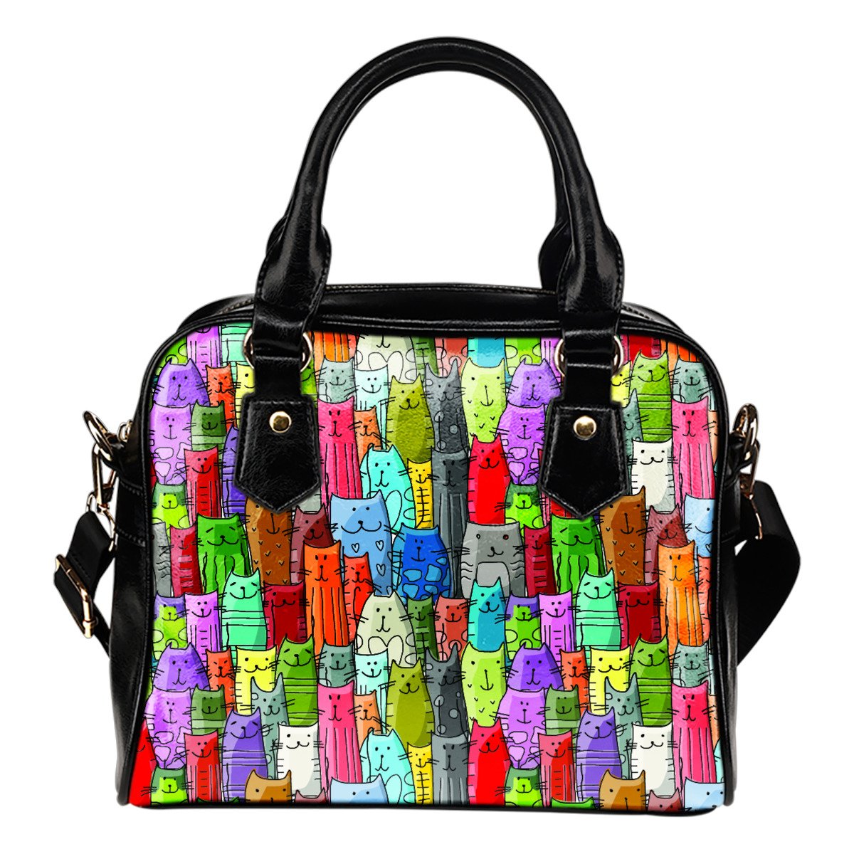Gatti Colorati - Borsa con manici e tracolla-Amaze Style™-Gatti Colorati - Borsa con manici e tracolla-Vibe Cosy™