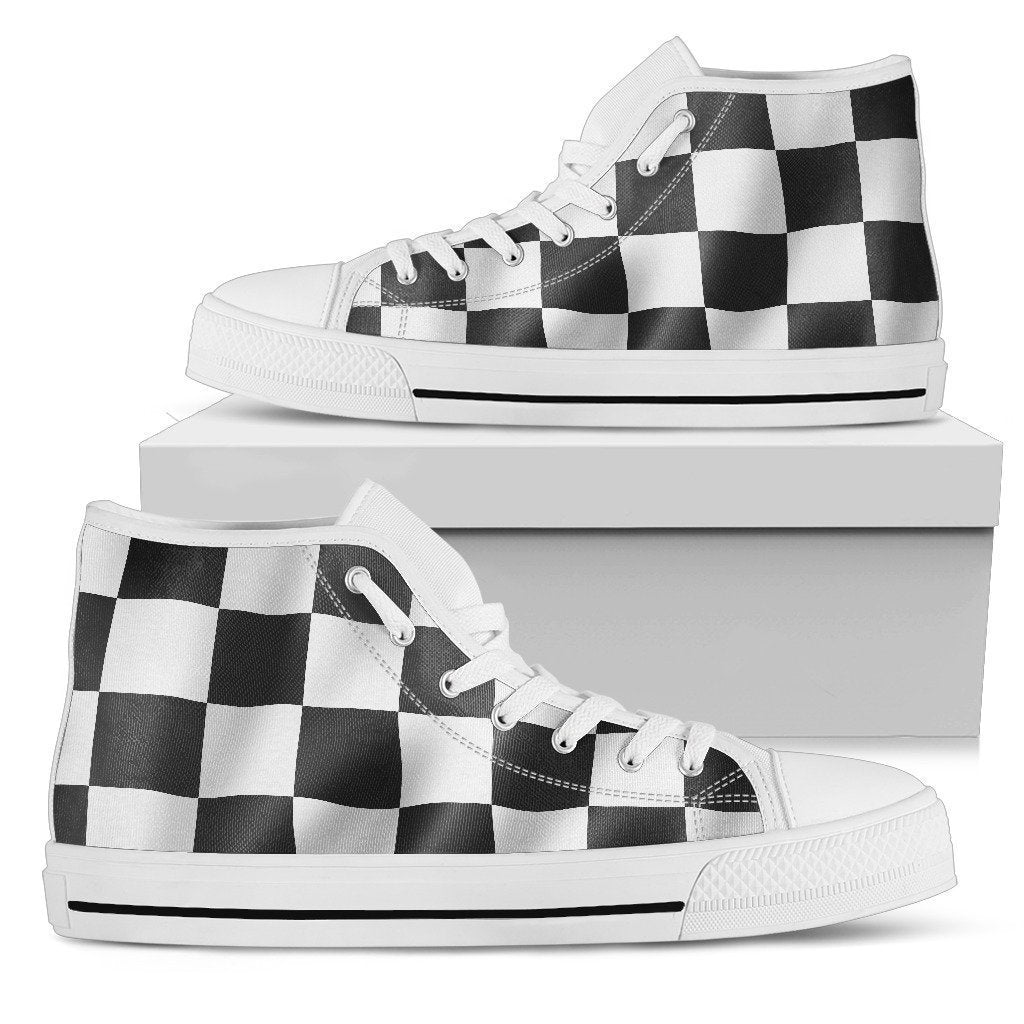 Racing Checkerboard white toe-6teenth Worldβ’-Men's High Top Shoe-US5 (EU38)-Vibe Cosyβ’