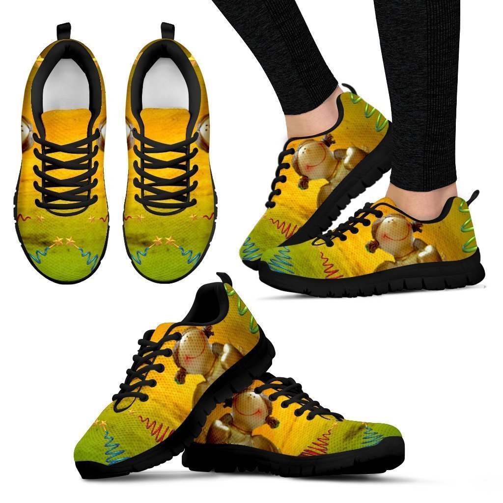 Black Christmas Golden Angel Women's Sneakers-6teenth World™-Women's Sneakers-US5 (EU35)-Vibe Cosy™