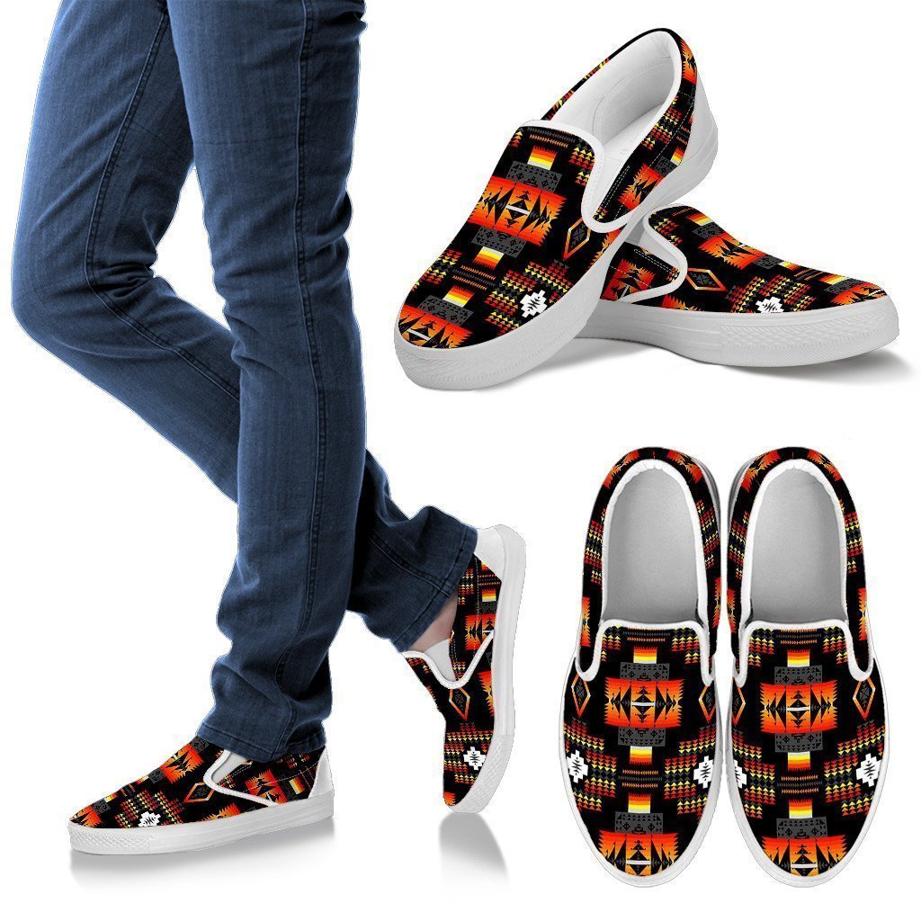 Seven Tribes Black Men's Slip Ons-6teenth World™-Kid's Sneakers-US8 (EU40)-Vibe Cosy™