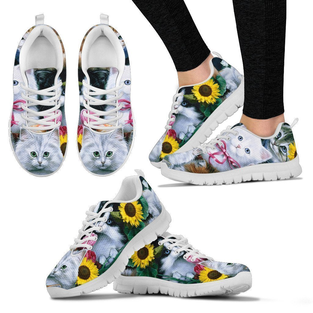 Cats & Flowers Women's Sneakers-6teenth World™-Women's Sneakers-US5 (EU35)-Vibe Cosy™