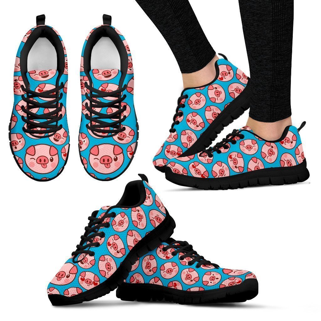 Custom Hand Made Pig Women's Sneakers.-6teenth World™-Women's Sneakers-US5 (EU35)-Vibe Cosy™