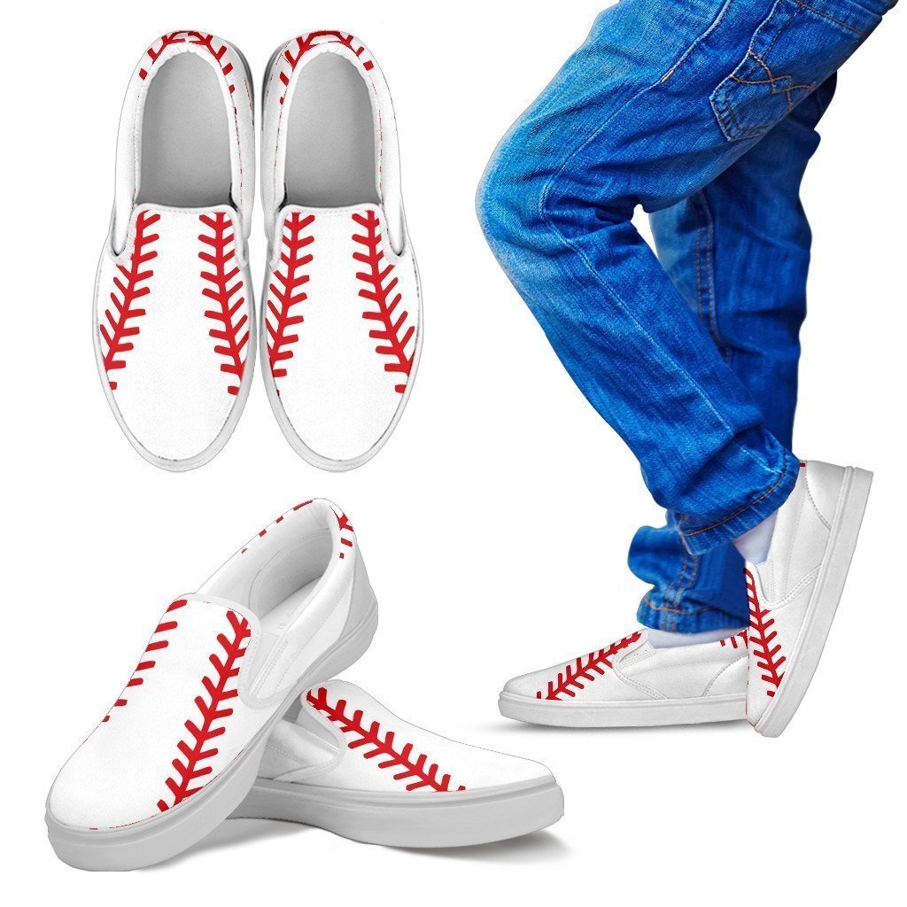 Classy Baseball Kid`s Slip Ons-6teenth World™-Kid's Slip Ons-11 CHILD (EU28)-Vibe Cosy™