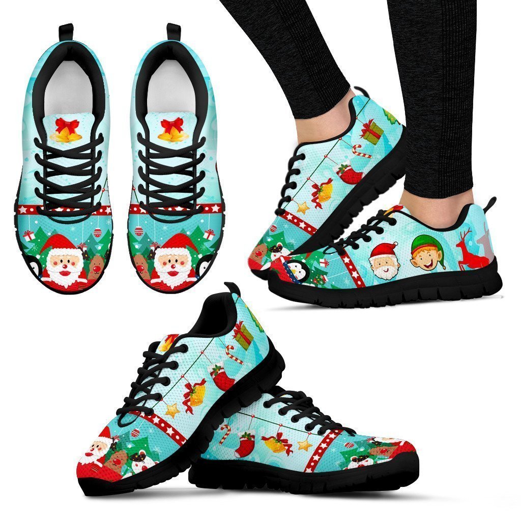 Santa Sneakers Black-6teenth Worldβ’-Women's Sneakers-US5 (EU35)-Vibe Cosyβ’