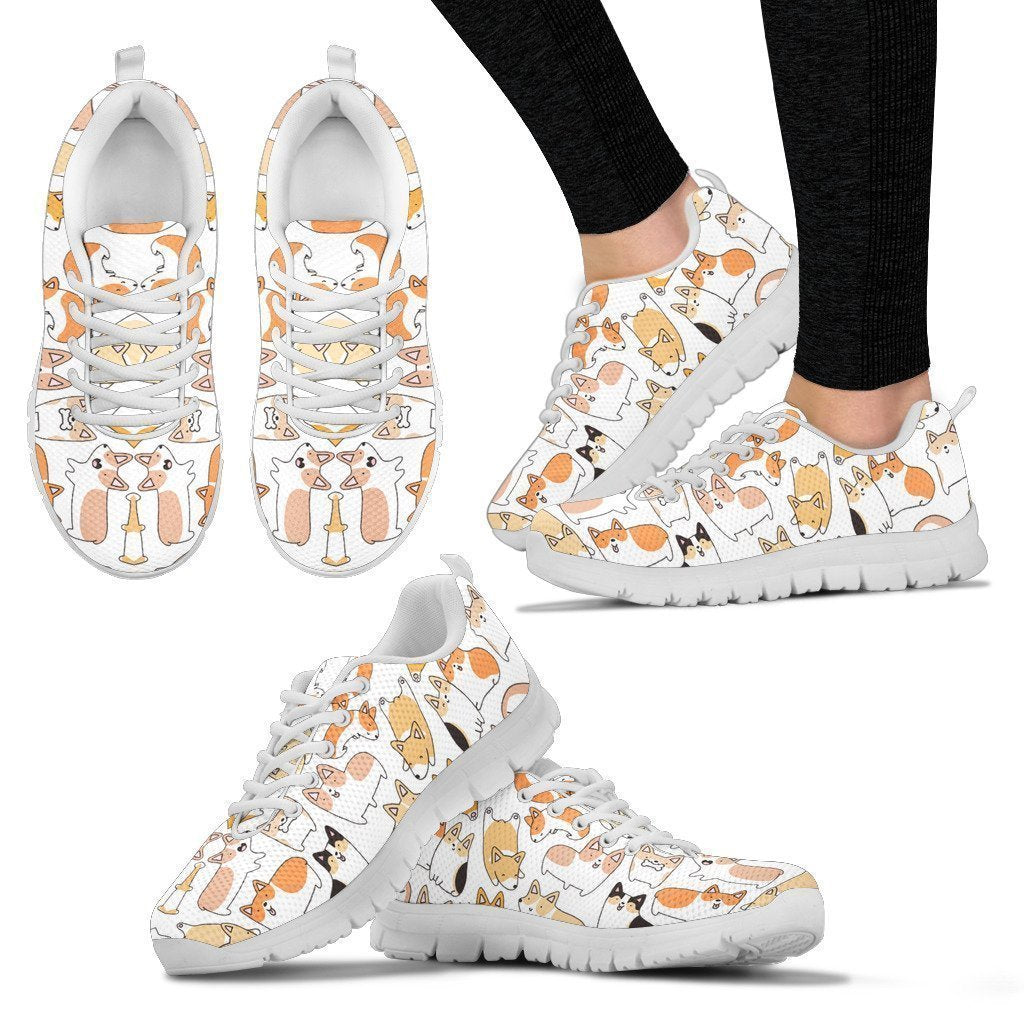 Corgi Lover Women's Sneakers-6teenth World™-Women's Sneakers-US5 (EU35)-Vibe Cosy™