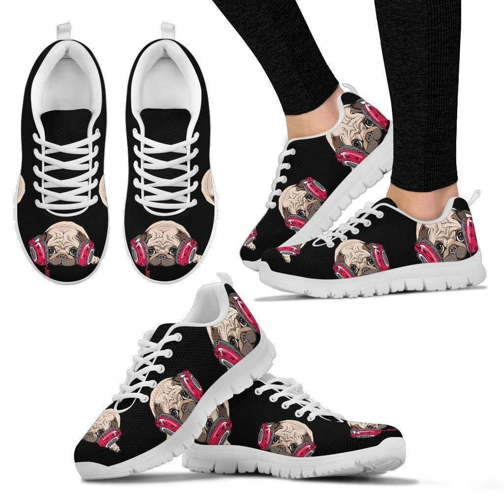 Pug Listen Music Sneaker Women's-6teenth Worldβ’-Women's Sneakers-US5 (EU35)-Vibe Cosyβ’