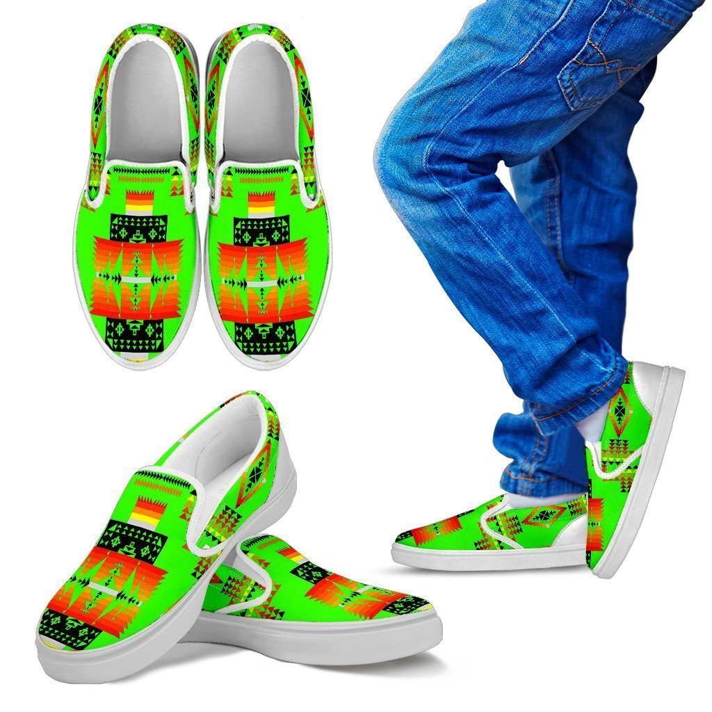 Seven Tribes Lime Green Sopo Kid's Slip Ons-6teenth Worldβ’-Kid's Slip Ons-11 CHILD (EU28)-Vibe Cosyβ’