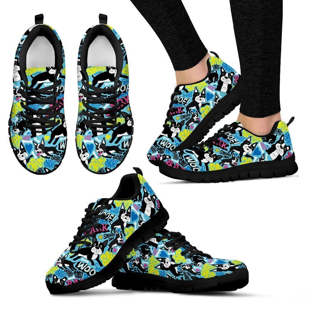 Boston Terrier Women's Sneakers-6teenth World™-Women's Sneakers-US5 (EU35)-Vibe Cosy™