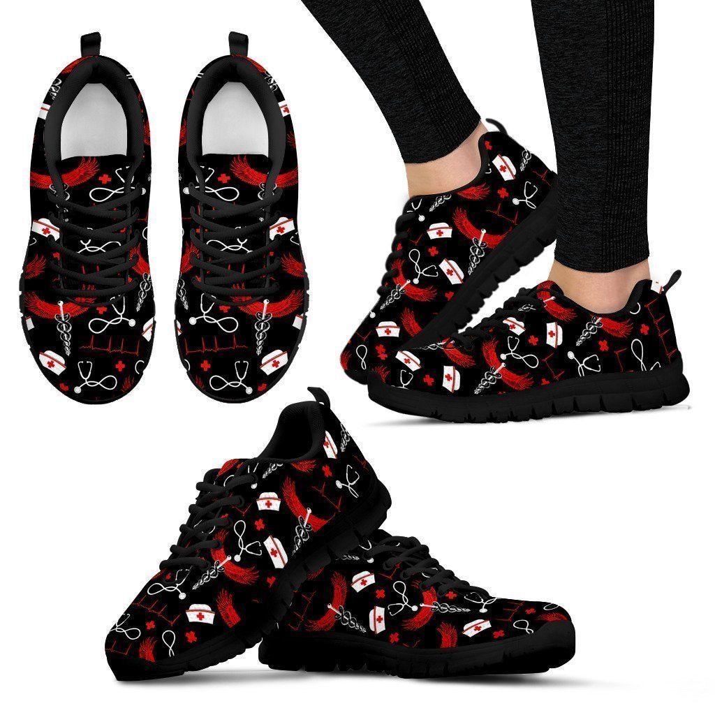 Nursing Women's Sneakers - Black-6teenth World™-Women's Sneakers-US5 (EU35)-Vibe Cosy™