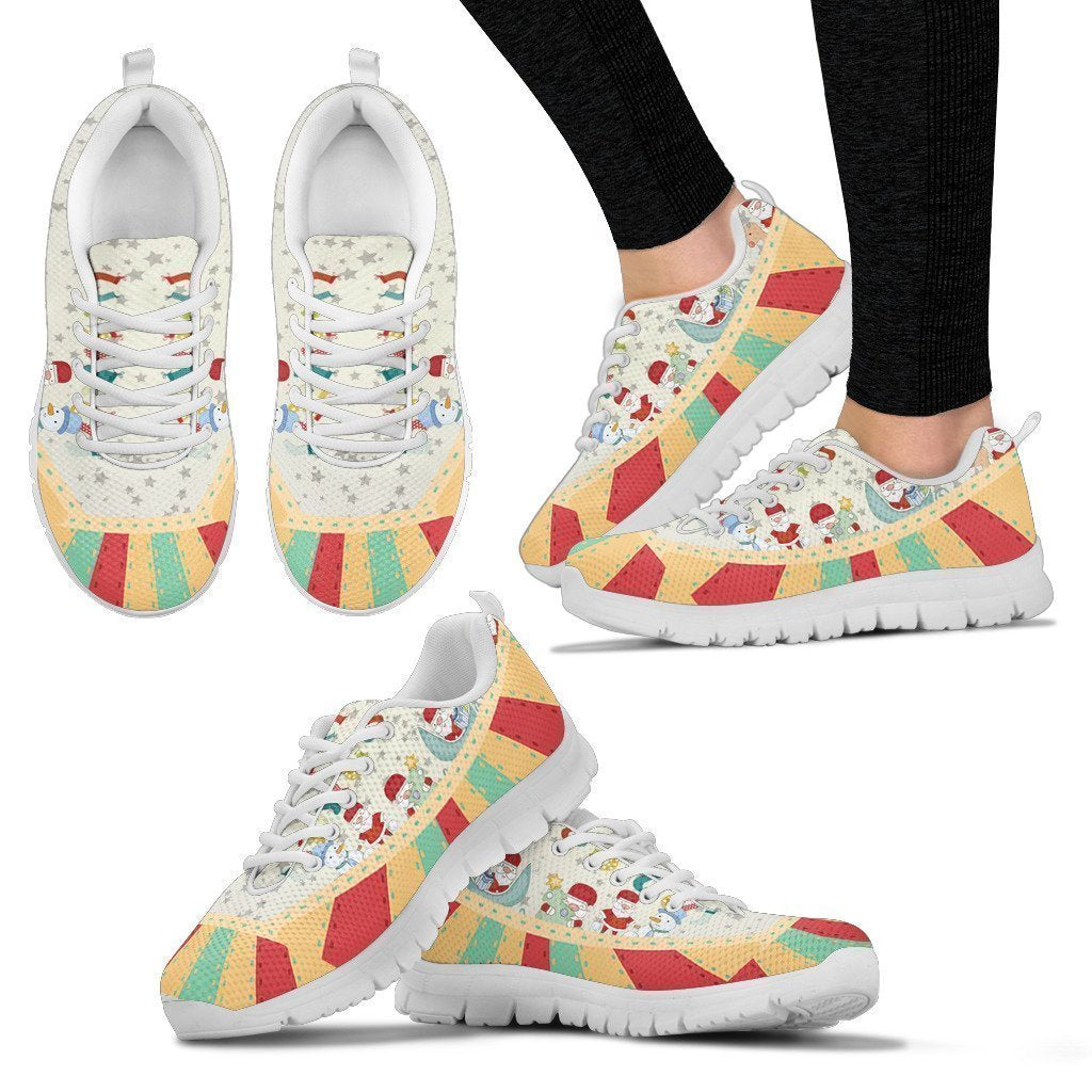Retro Christmas Santa Women's Sneakers-6teenth Worldβ’-Women's Sneakers-US5 (EU35)-Vibe Cosyβ’