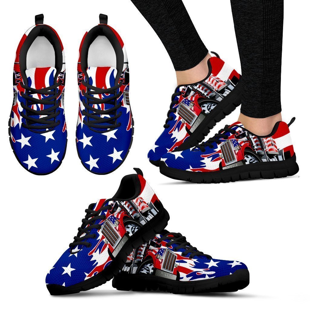 Custom Hand Made American Trucker Women's Sneakers-6teenth World™-Women's Sneakers-US5 (EU35)-Vibe Cosy™