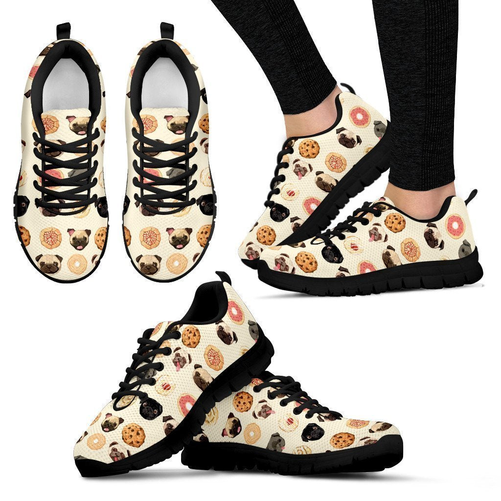Pugs and Donuts Women's Sneakers-6teenth Worldβ’-Women's Sneakers-US5 (EU35)-Vibe Cosyβ’