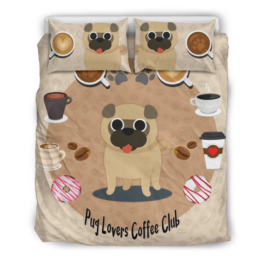 Pug Lovers Coffee Club Bedding Set-6teenth Worldβ’-Bedding Set-US Twin-Vibe Cosyβ’