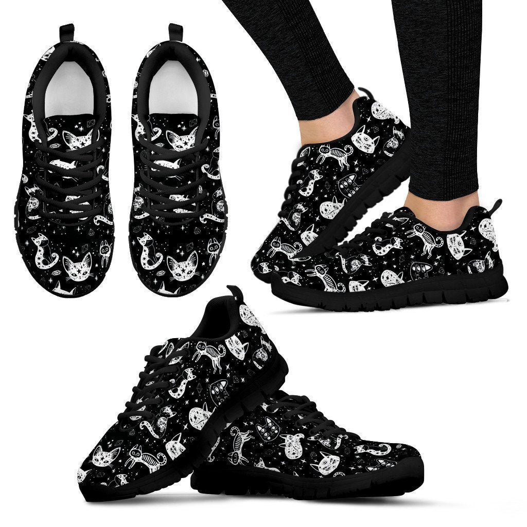 Cats black Women's Sneakers-6teenth World™-Women's Sneakers-US5 (EU35)-Vibe Cosy™