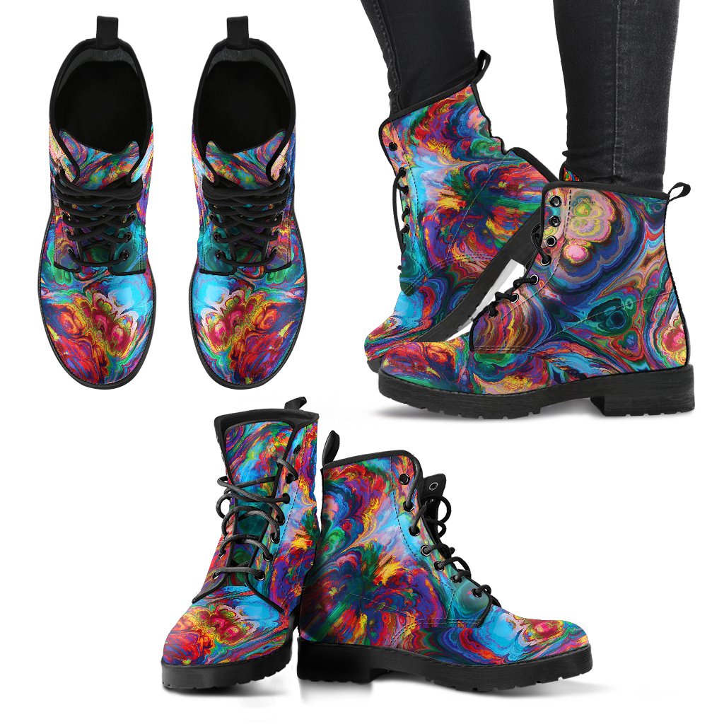 Abstract Oil Paintings P1 - Leather Boots for Women-Amaze Style™-Women's Leather Boots - Abstract Oil Paintings P1 - Leather Boots for Women-US5 (EU35)-Vibe Cosy™