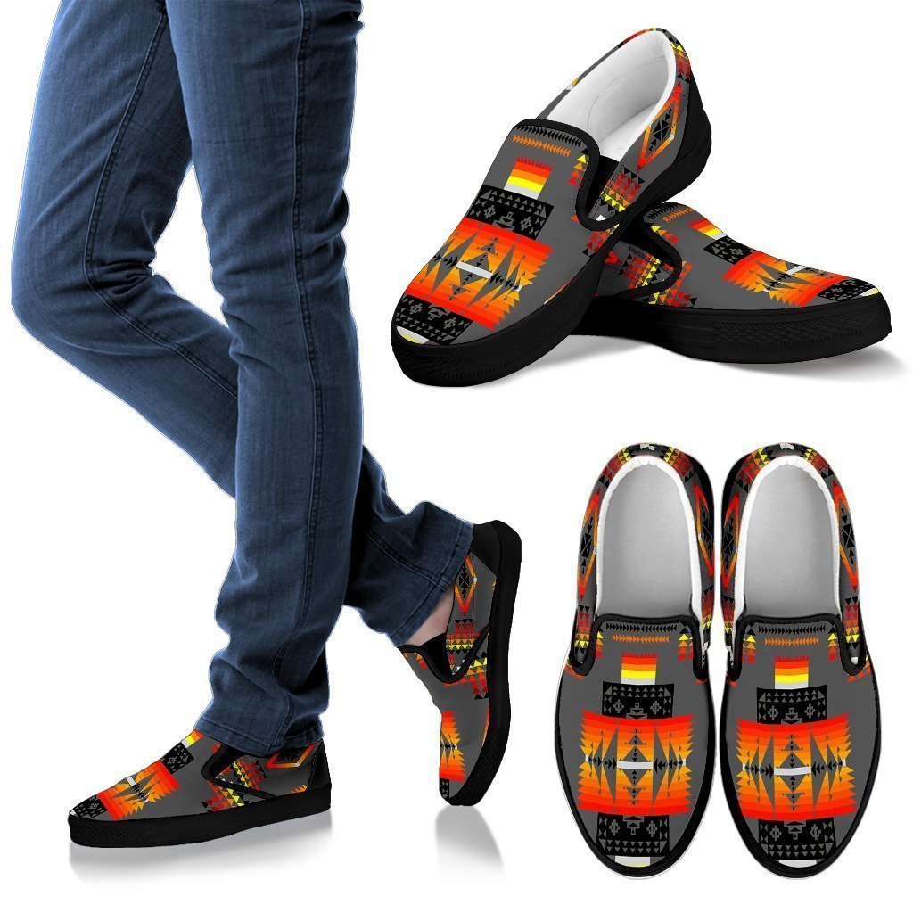 Seven Tribes Gray Men's Slip Ons-6teenth Worldβ’-Kid's Sneakers-US8 (EU40)-Vibe Cosyβ’