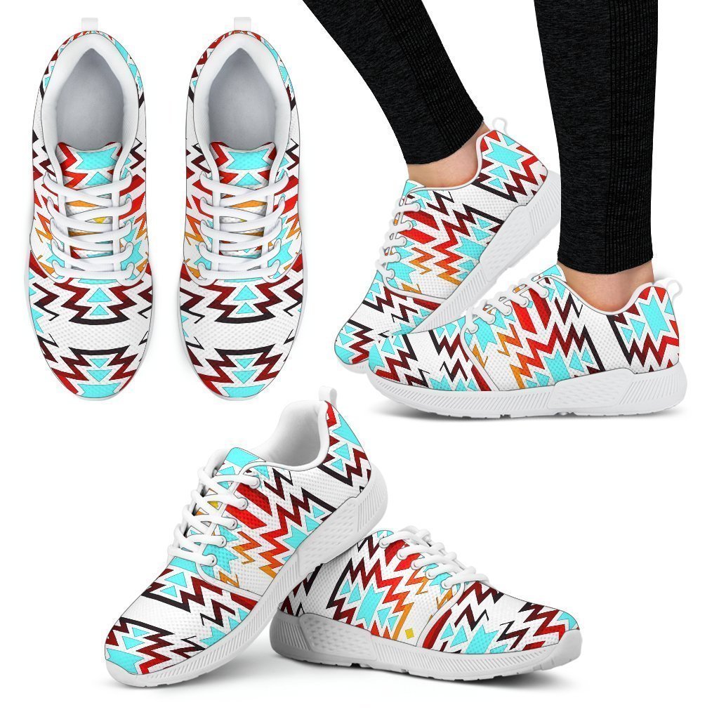 Big Pattern Fire Colors and Turquoise white Sopo Women's Athletic Sneakers White Sole-6teenth World™-Women's Athletic Sneakers-US5 (EU35)-Vibe Cosy™