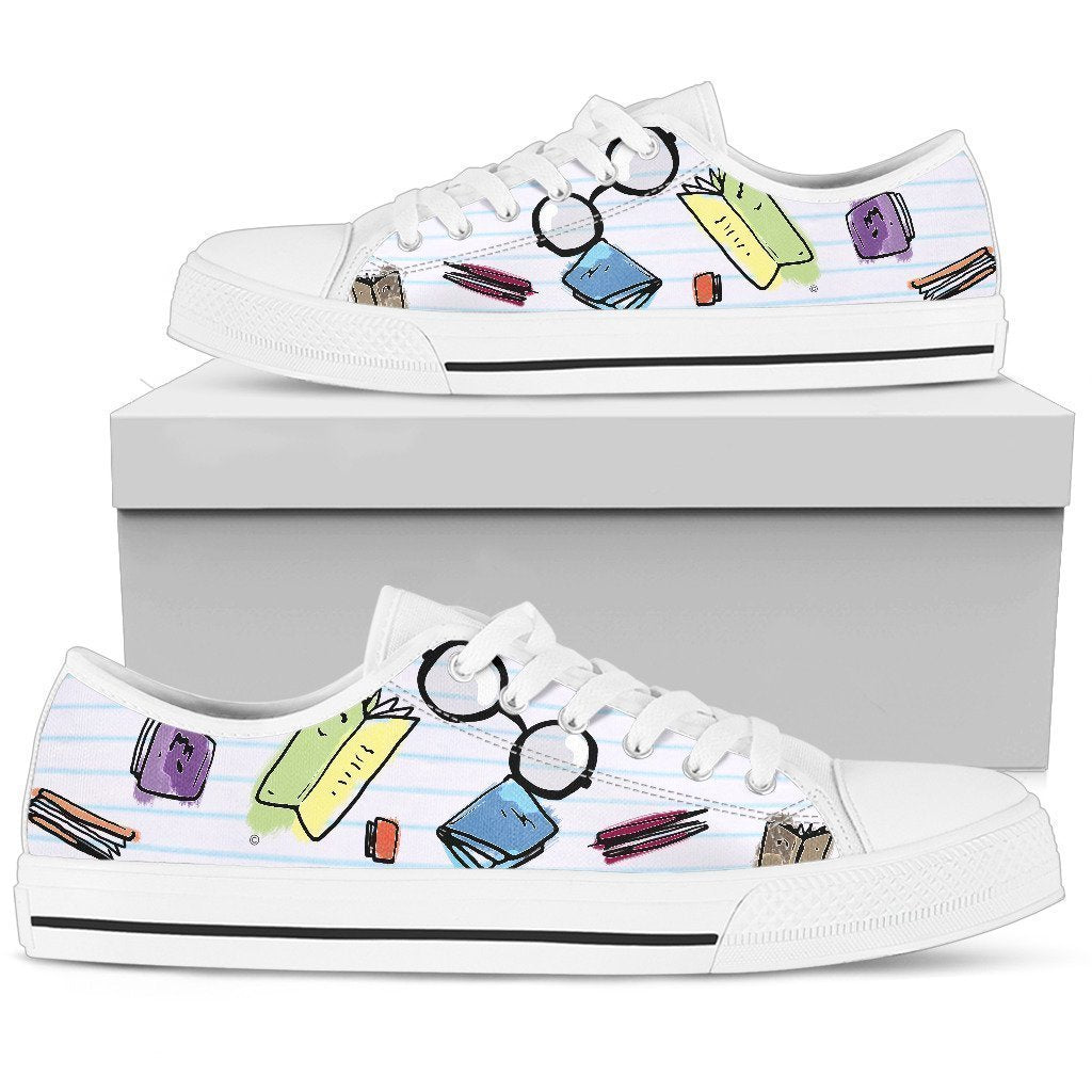 Book glasses Women's Low Top Shoe-6teenth World™-Women's Low Top Shoe-US5.5 (EU36)-Vibe Cosy™