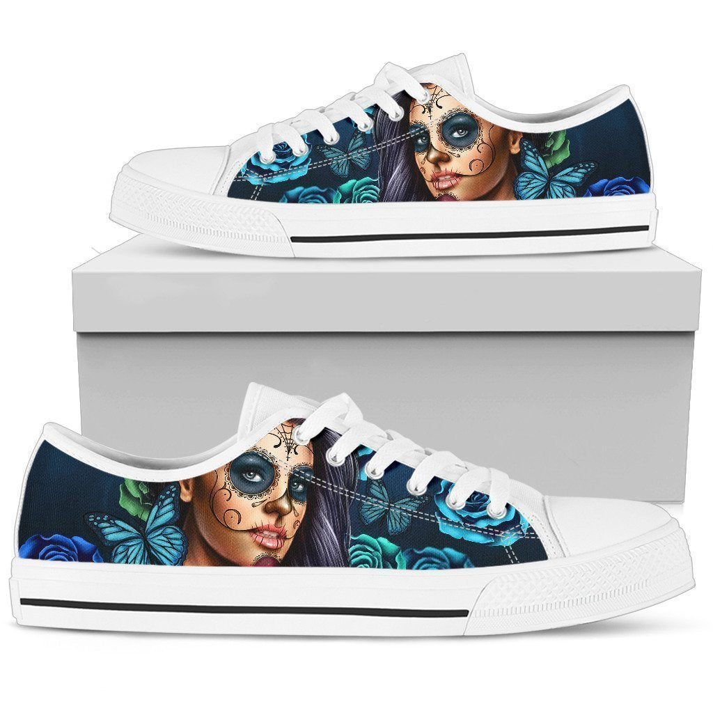 Women's Low Tops Calavera Turquoise (White Soles)-6teenth World™-Women's Low Top Shoe-US5.5 (EU36)-Vibe Cosy™