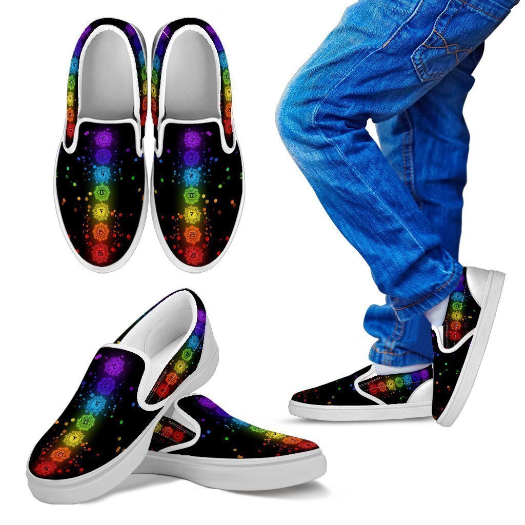 Chakra Splatter Kid's Slip Ons-6teenth World™-Kid's Slip Ons-11 CHILD (EU28)-Vibe Cosy™