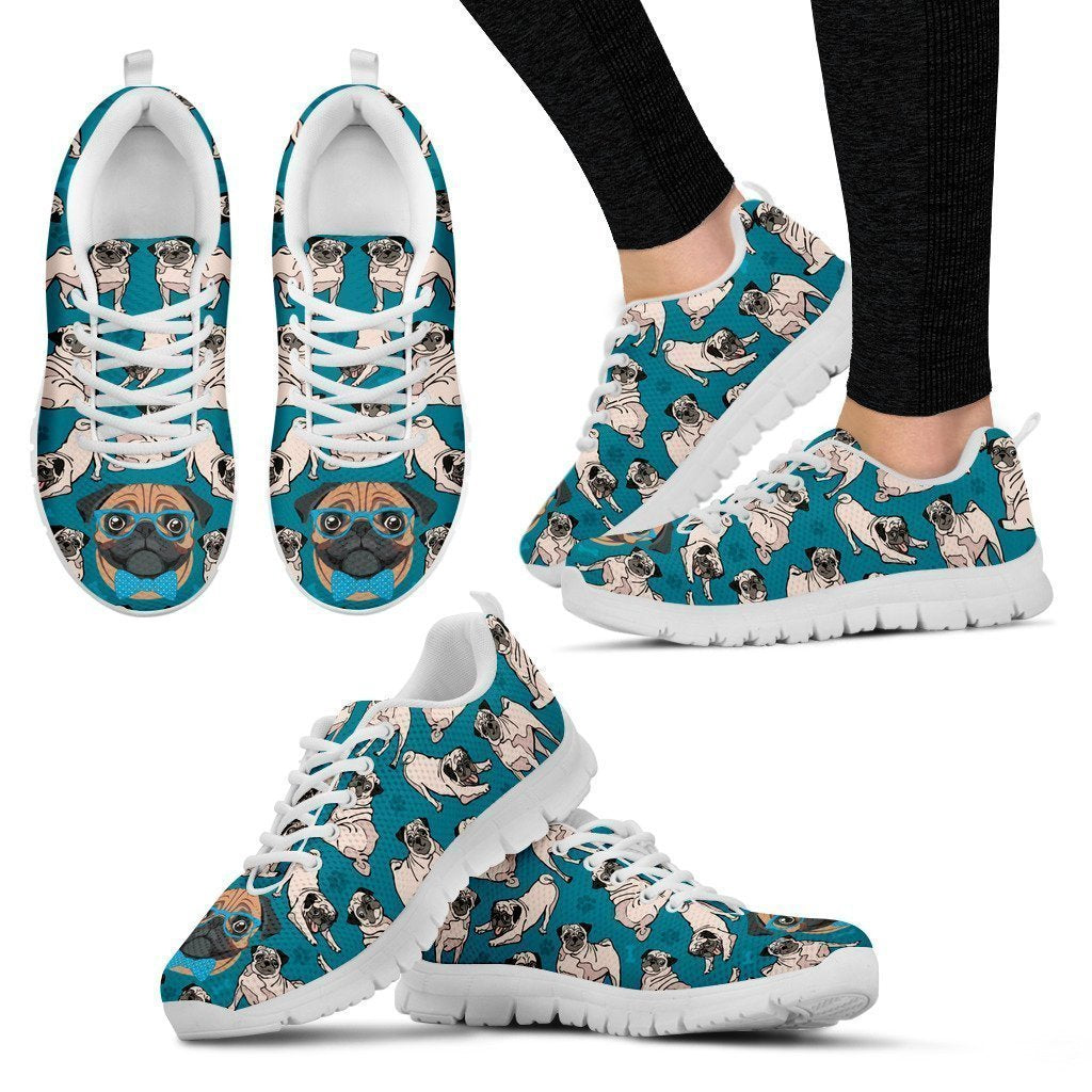 Pug Love Women's Sneakers-6teenth Worldβ’-Women's Sneakers-US5 (EU35)-Vibe Cosyβ’