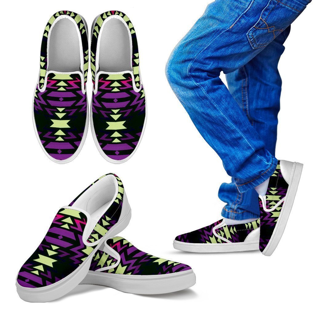 Fire at Night Kid's Slip Ons-6teenth World™-Kid's Slip Ons-11 CHILD (EU28)-Vibe Cosy™