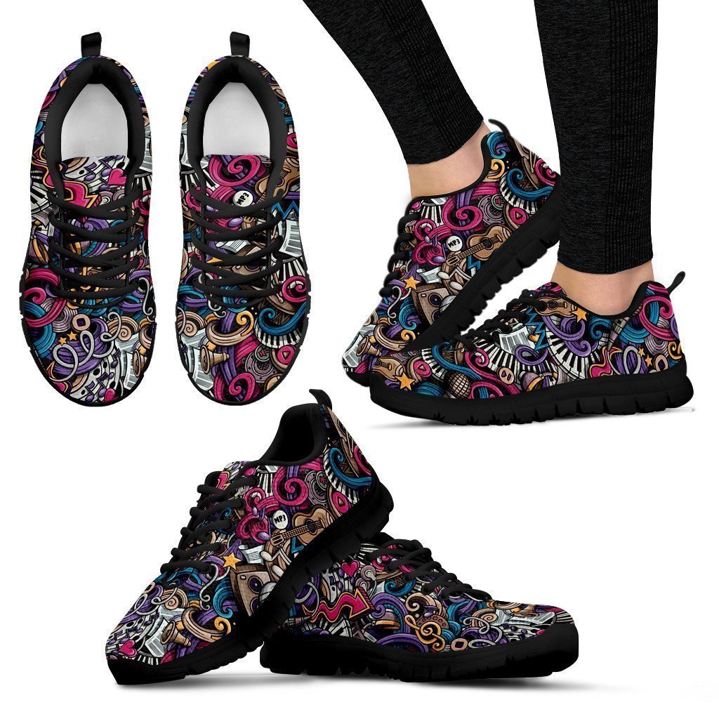 Psychedelia Women's Sneakers-6teenth Worldβ’-Women's Sneakers-US5 (EU35)-Vibe Cosyβ’