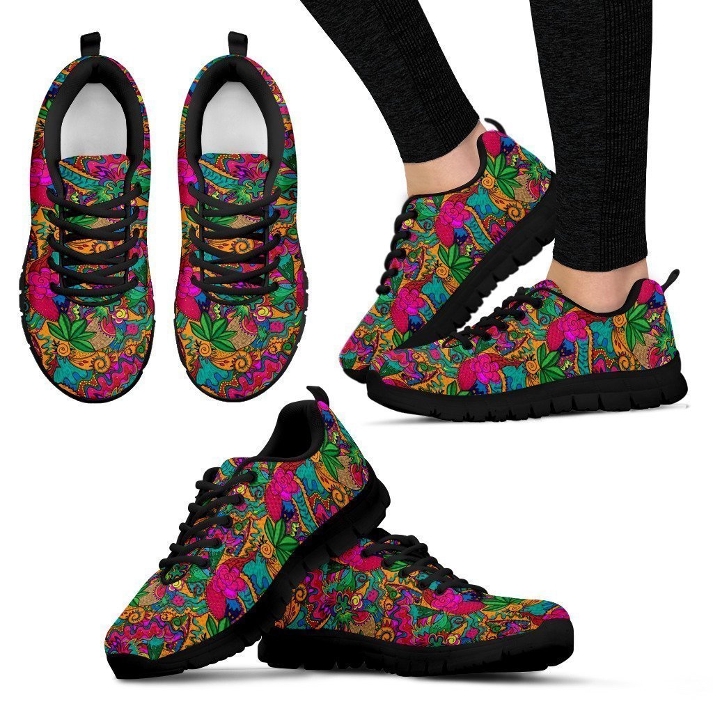 Psychedelic colors black Women's Sneakers-6teenth World™-Women's Sneakers-US5 (EU35)-Vibe Cosy™