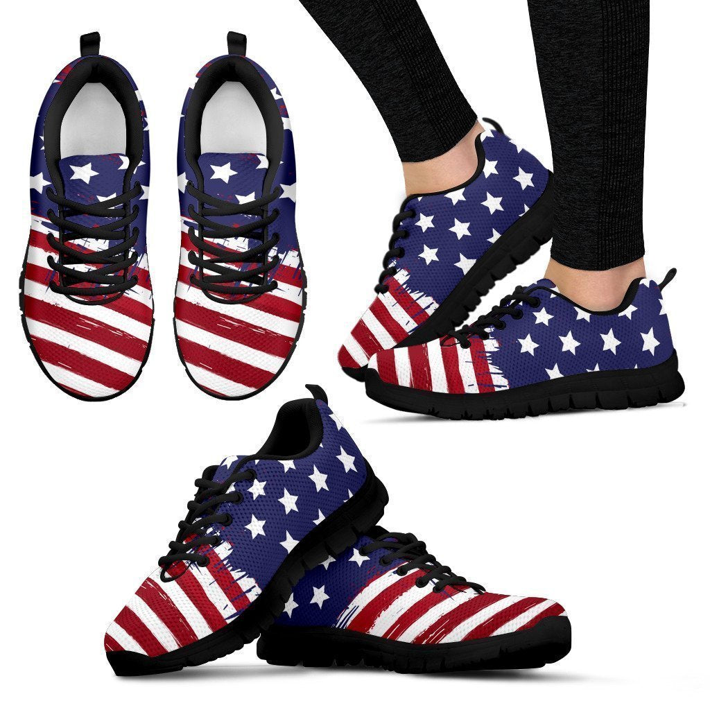Flag Women Black Sneakers-6teenth World™-Women's Sneakers-US5 (EU35)-Vibe Cosy™