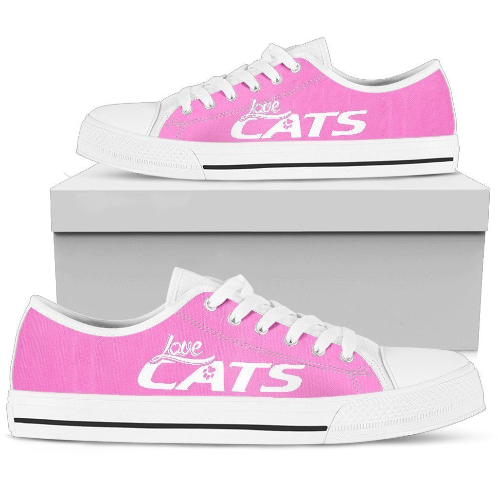 Love Cats Pink Women's Low Top Shoe-6teenth World™-Women's Low Top Shoe-US5.5 (EU36)-Vibe Cosy™