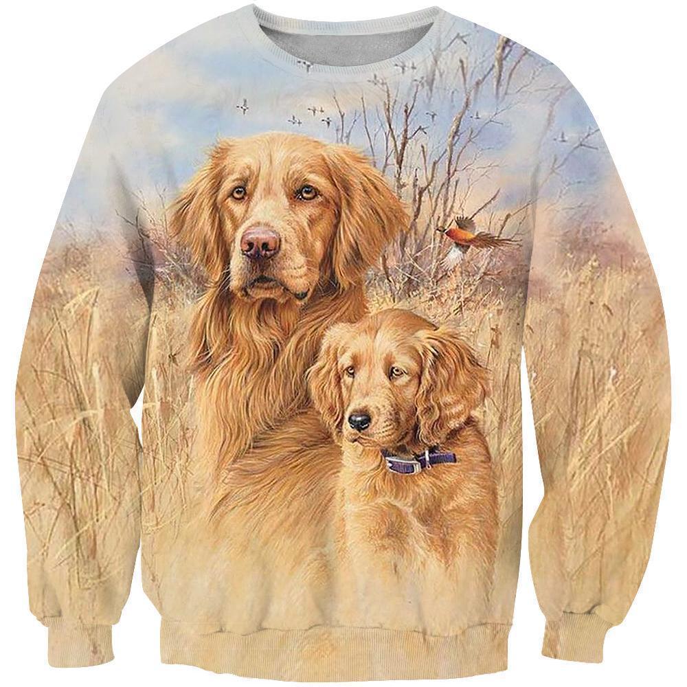 All Over Print Golden Retriever Shirts-Apparel-HbArts-Sweatshirt-S-Vibe Cosy™