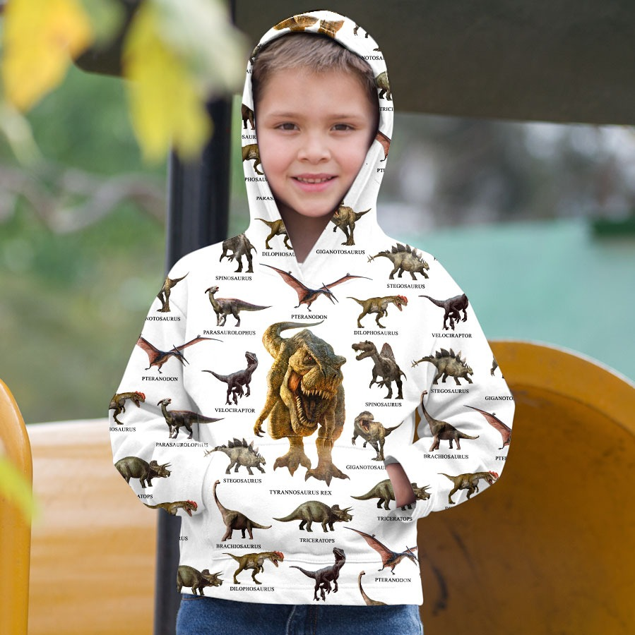 Dinosaur World white 3D design printed shirts for Kids