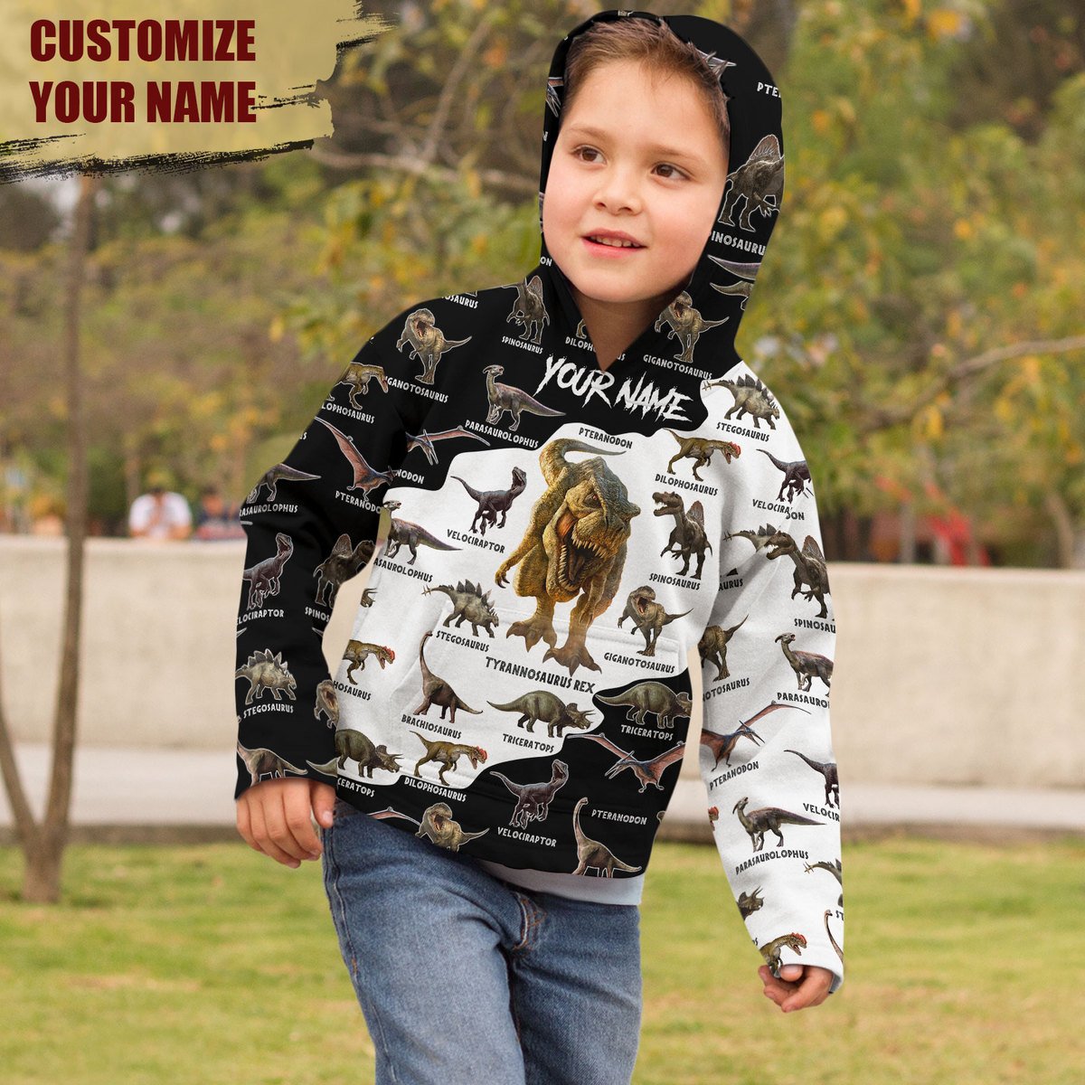 Dinosaur World black white 3D design printed shirts for Kids
