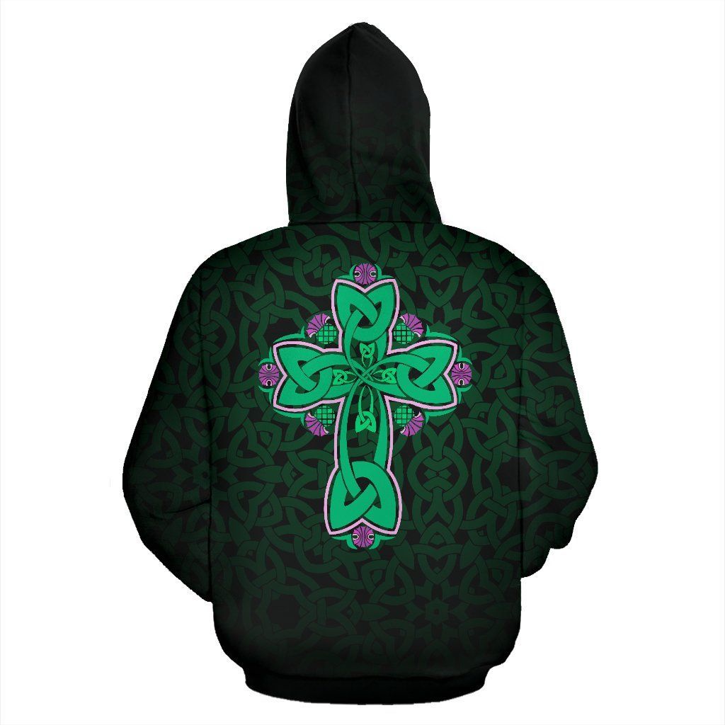 Scotland Pullover Hoodie - Celtic Cross With Flowers Thistle NNK022922-ALL OVER PRINT HOODIES (P)-NNK-Hoodie-S-Vibe Cosyβ’