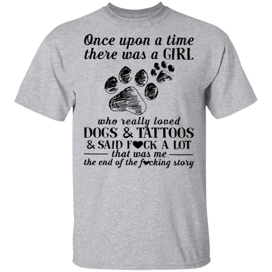Once upon a time there was a girl who really loved dogs and tattoos shirts-Apparel-CustomCat-G500 Gildan 5.3 oz. T-Shirt-Sport Grey-S-Vibe Cosyโข