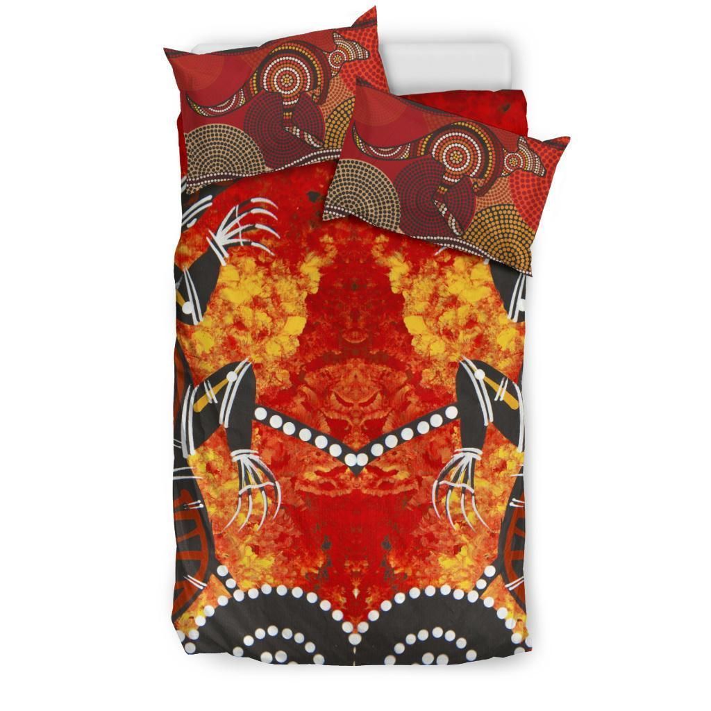 Aboriginal Bedding Set Crocodile, Kangaroo Dot Painting Art-HP