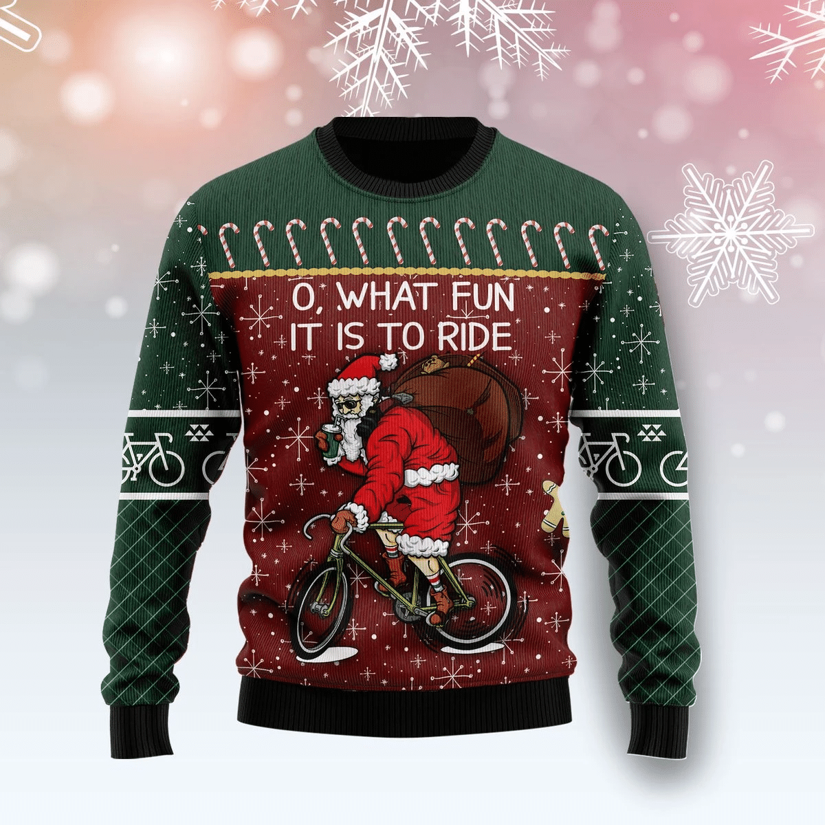 Santa Cycling Funny Christmas Sweater For Men & Women Adult
