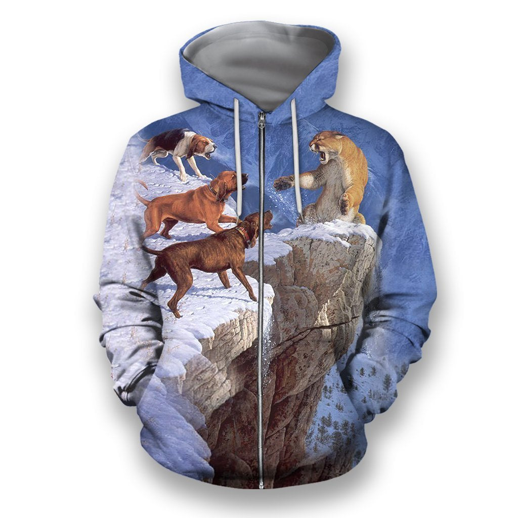 All Over Print Hunting Dog Shirts H914B-Apparel-HbArts-Zipped Hoodie-S-Vibe Cosy™